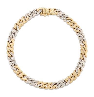 Lot 1458 - A DIAMOND CUBAN LINK BRACELET