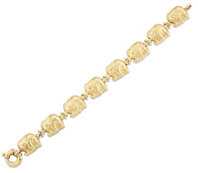 Lot 1460 - AN ELEPHANT LINK BRACELET