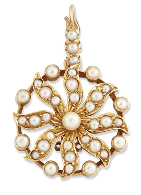 Lot 1641 - A LATE 19TH CENTURY SEED PEARL PENDANT