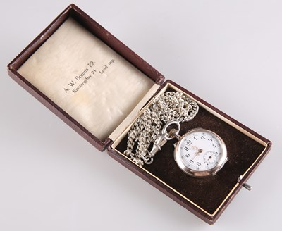 Lot 249 - A DRESS POCKET WATCH AND CHAIN