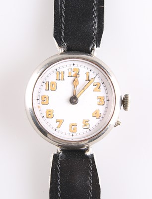 Lot 246 - A STEEL TRENCH-STYLE WATCH