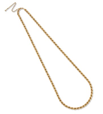 Lot 2191 - A 9 CARAT GOLD ROPE CHAIN NECKLACE