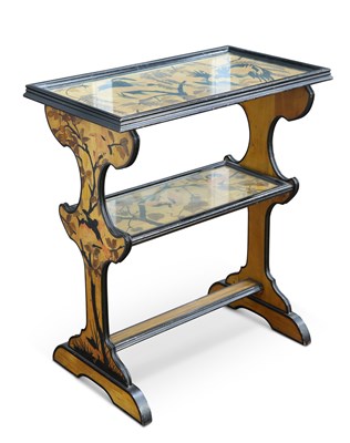 Lot 363 - A CONTINENTAL ARTS AND CRAFTS POKERWORK SIDE TABLE