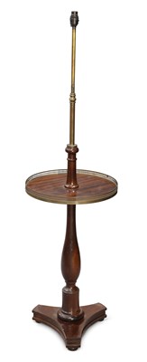 Lot 360 - A REGENCY STYLE MAHOGANY AND BRASS STANDARD LAMP