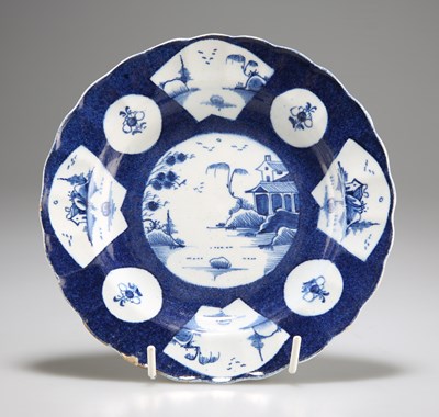 Lot 98 - A BOW BLUE AND WHITE PLATE, CIRCA 1755