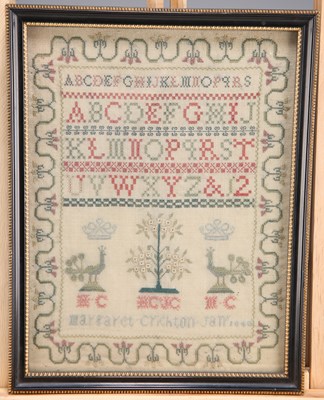 Lot 498 - AN EARLY VICTORIAN NEEDLEWORK SAMPLER