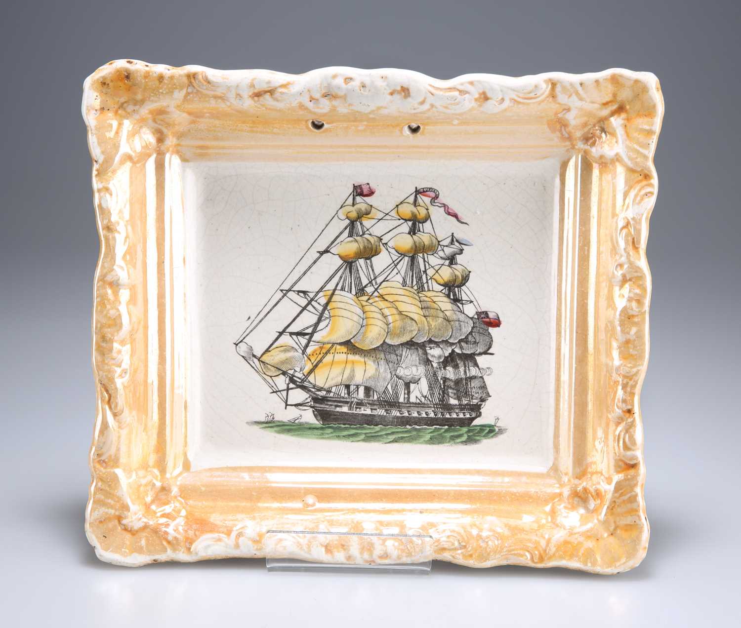 Lot 82 - A SUNDERLAND LUSTRE POTTERY PLAQUE, 19TH CENTURY