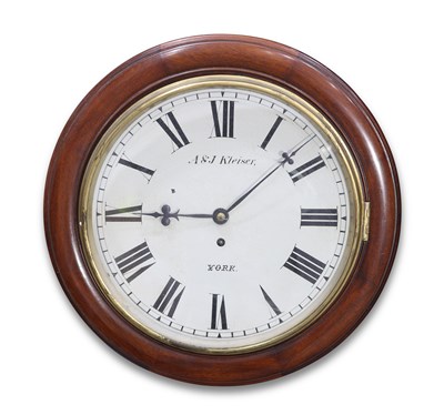 Lot 328 - ANDREW & JOSEPH KLEISER, YORK, A MAHOGANY CASED SINGLE FUSEE WALL CLOCK, CIRCA 1866-1885