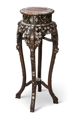 Lot 404 - A CHINESE MOTHER-OF-PEARL INLAID HARDWOOD JARDINIÈRE STAND, 19TH CENTURY