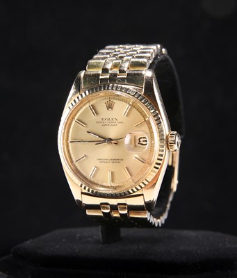 Lot 238 - AN 18 CARAT GOLD ROLEX DATEJUST OYSTER PERPETUAL BRACELET WATCH