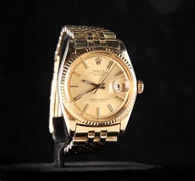 Lot 238 - AN 18 CARAT GOLD ROLEX DATEJUST OYSTER PERPETUAL BRACELET WATCH