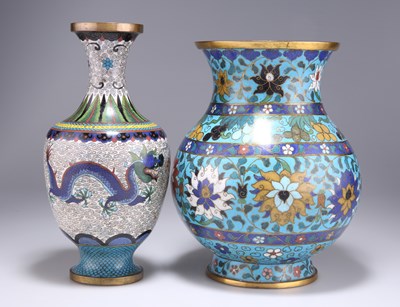 Lot 205 - TWO CHINESE CLOISONNÉ VASES