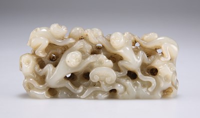 Lot 199 - A CHINESE JADE CARVING OF MONKEYS