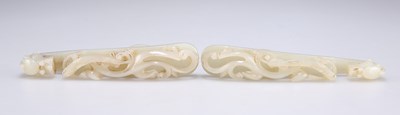 Lot 193 - TWO CHINESE JADE BELT HOOKS