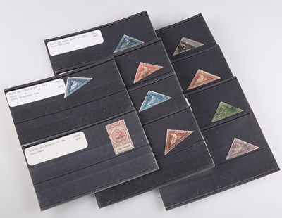 Lot 257 - A SELECTION OF EIGHT CAPE OF GOOD HOPE TRIANGULAR STAMPS