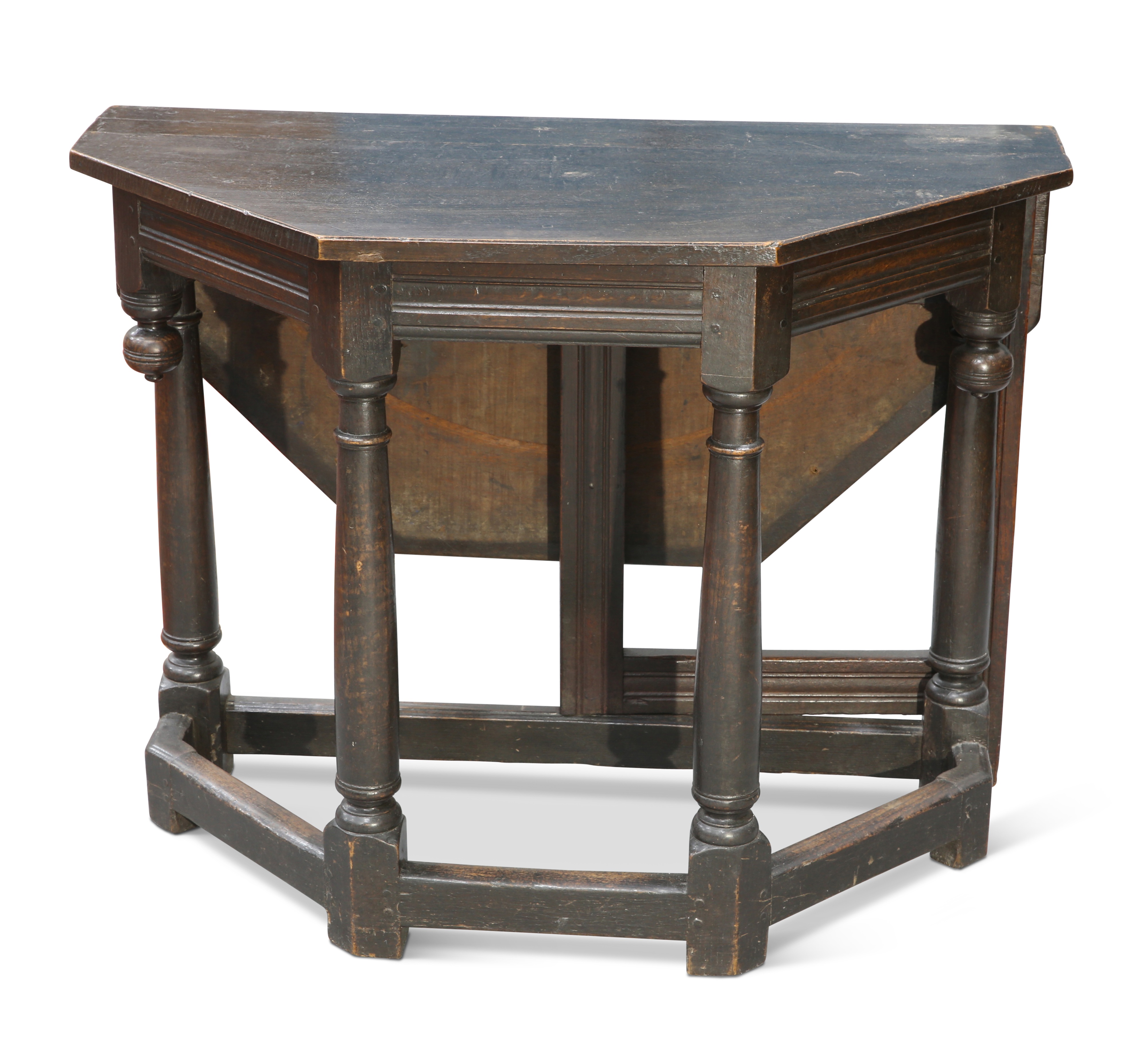 Lot 341 - AN OAK CREDENCE TABLE, 17TH CENTURY AND