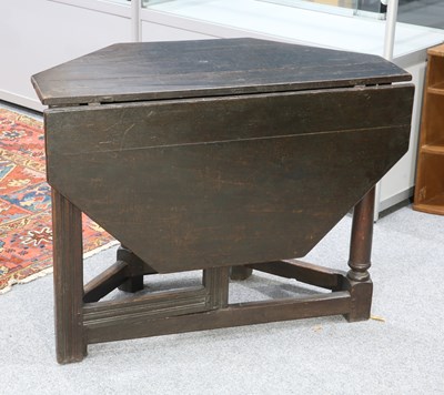 Lot 341 - AN OAK CREDENCE TABLE, 17TH CENTURY AND LATER