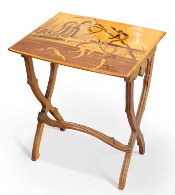 Lot 376 - ÉMILE GALLÉ (FRENCH, 1846-1904), A MARQUETRY OCCASIONAL TABLE, CIRCA 1900