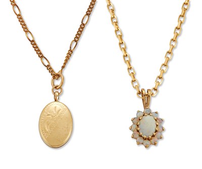 Lot 2134 - TWO 9 CARAT GOLD PENDANTS ON CHAINS