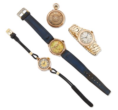 Lot 2055 - THREE VARIOUS WRISTWATCHES AND A FOB WATCH