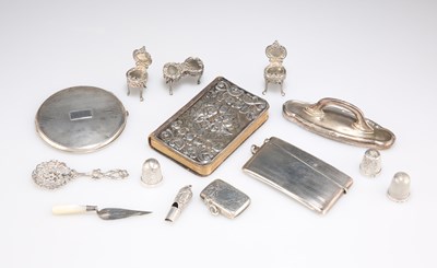 Lot 1327 - A MIXED GROUP OF SILVER ITEMS, VICTORIAN AND LATER