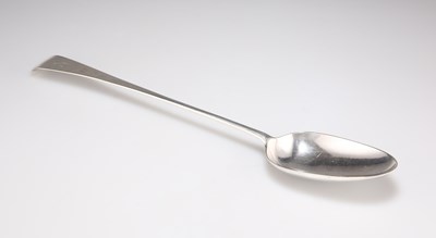 Lot 1055 - A GEORGE III LARGE SILVER STUFFING SPOON