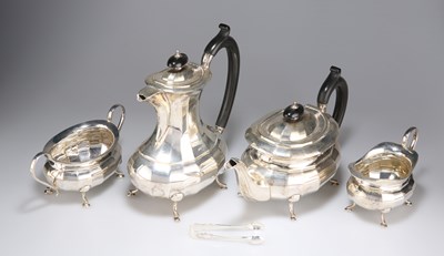 Lot 1374 - AN ART DECO SILVER FOUR-PIECE TEA SERVICE