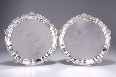 Lot 1141 - † A PAIR OF VICTORIAN SILVER SALVERS