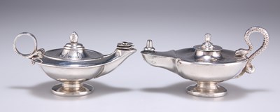 Lot 1303 - † TWO VICTORIAN SILVER TABLE LIGHTERS