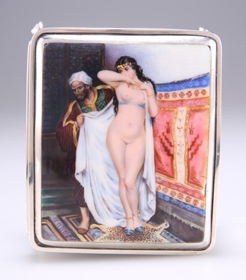 Lot 1265 - A GEORGE V SILVER AND ENAMEL CIGARETTE BOX