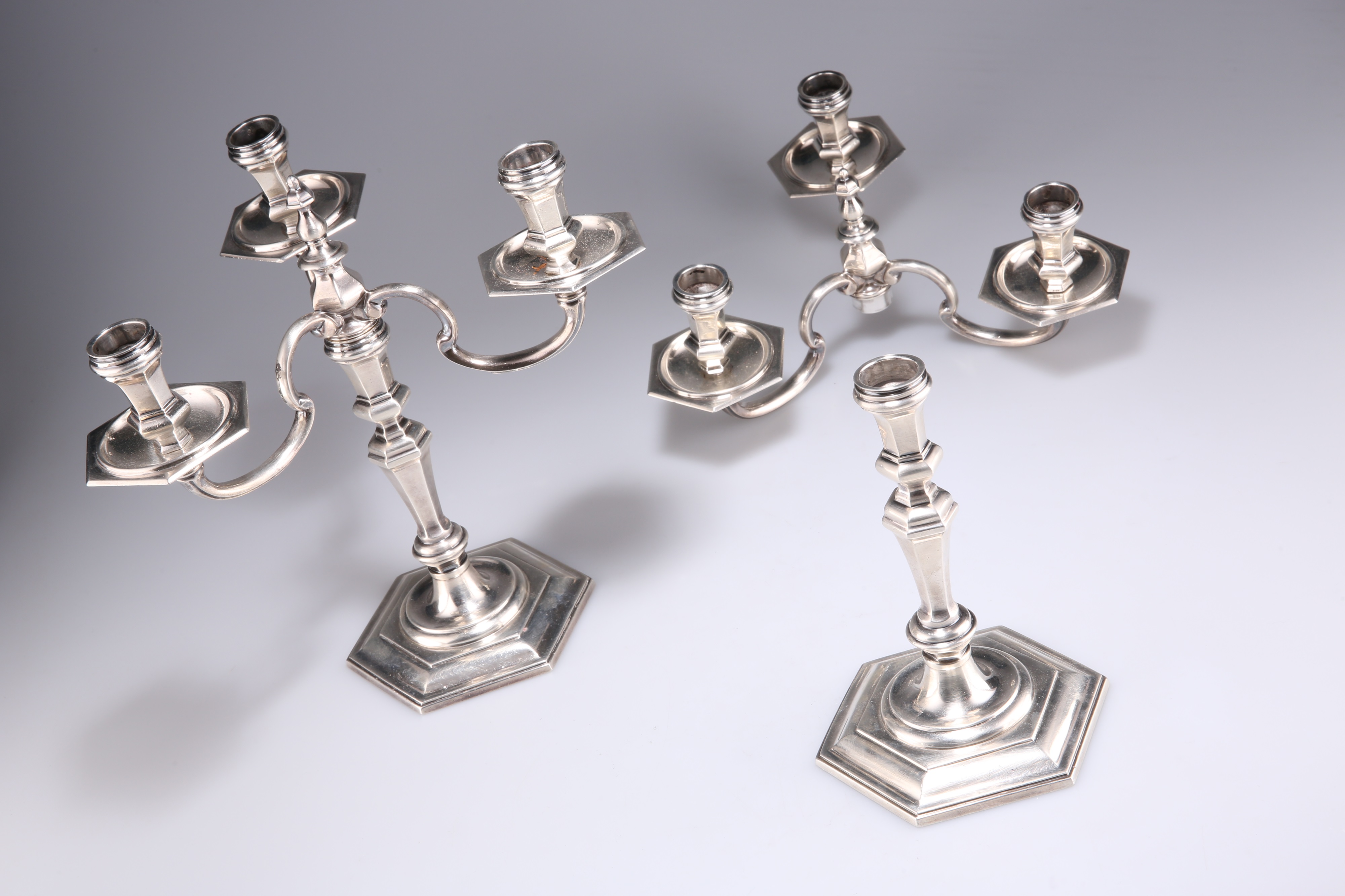 Lot 1258 - A PAIR OF GEORGIAN-STYLE CAST SILVER