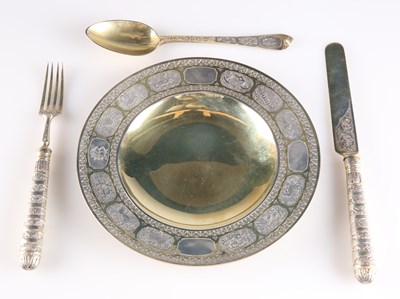 Lot 1377 - A RARE VICTORIAN SILVER-GILT CHRISTENING SET