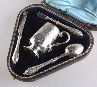 Lot 1373 - A LATE VICTORIAN SILVER CHRISTENING SET