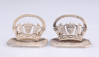 Lot 1150 - NAVAL INTEREST: A PAIR OF GEORGE V SILVER MENU HOLDERS