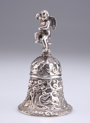 Lot 1162 - A VICTORIAN SILVER-PLATED TABLE BELL