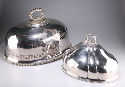 Lot 1252 - TWO SILVER-PLATED MEAT DOMES