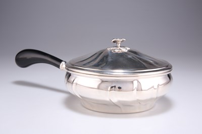 Lot 1262 - A DANISH SILVER WARMING PAN, MID-20TH CENTURY