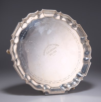 Lot 1348 - AN EDWARDIAN SILVER SALVER