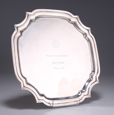 Lot 1209 - A COLONIAL INDIAN SILVER SALVER