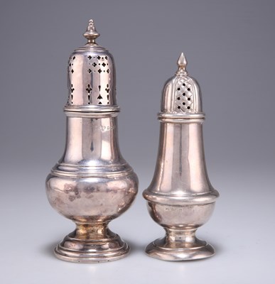 Lot 1368 - TWO SILVER SUGAR CASTERS, 20TH CENTURY