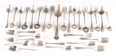 Lot 1408 - A GROUP OF ASSORTED SILVER AND SILVER-PLATE TEASPOONS, GEORGE III AND LATER