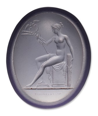 Lot 2203 - A LARGE PURPLE PASTE INTAGLIO AFTER THE ANTIQUE OF THE PRINCE STANISLAS PONIATOWSKI COLLECTION