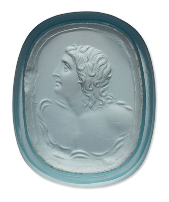 Lot 2148 - A LARGE BLUE PASTE INTAGLIO AFTER THE ANTIQUE