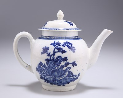 Lot 51 - A JOHN PENNINGTON LIVERPOOL BLUE AND WHITE TEAPOT AND COVER, CIRCA 1770-80