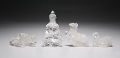 Lot 3116 - A GROUP OF FOUR CHINESE ROCK CRYSTAL CARVINGS