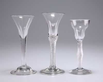 Lot 10 - THREE 18TH CENTURY WINE GLASSES