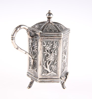 Lot 3137 - A CHINESE EXPORT SILVER MUSTARD POT, 19TH CENTURY