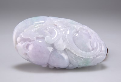 Lot 3057 - A CHINESE CARVED SMALL WHITE JADE 'DRAGON' BOULDER