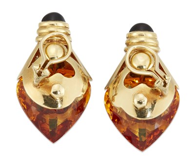 Lot 2478 - IN THE MANNER OF MARINA B - A PAIR OF ADAPTABLE GEMSTONE AND DIAMOND EARRINGS
