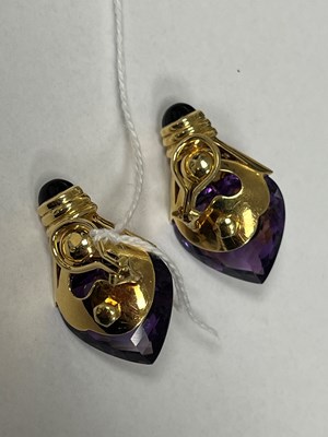 Lot 2478 - IN THE MANNER OF MARINA B - A PAIR OF ADAPTABLE GEMSTONE AND DIAMOND EARRINGS